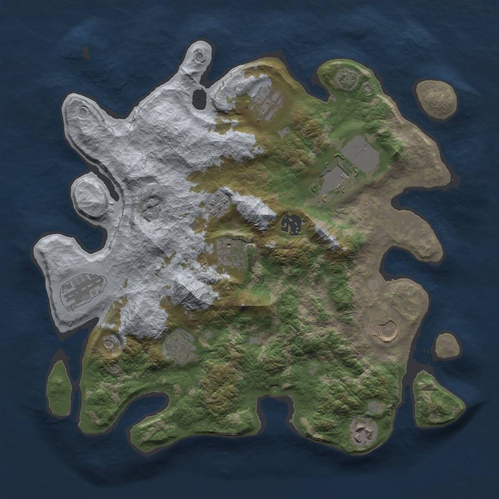 Rust Map: Barren, Size: 3500, Seed: 71283994, 13 Monuments