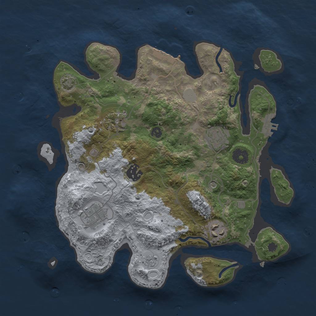 Rust Map: Procedural Map, Size: 3000, Seed: 843979135, 13 Monuments