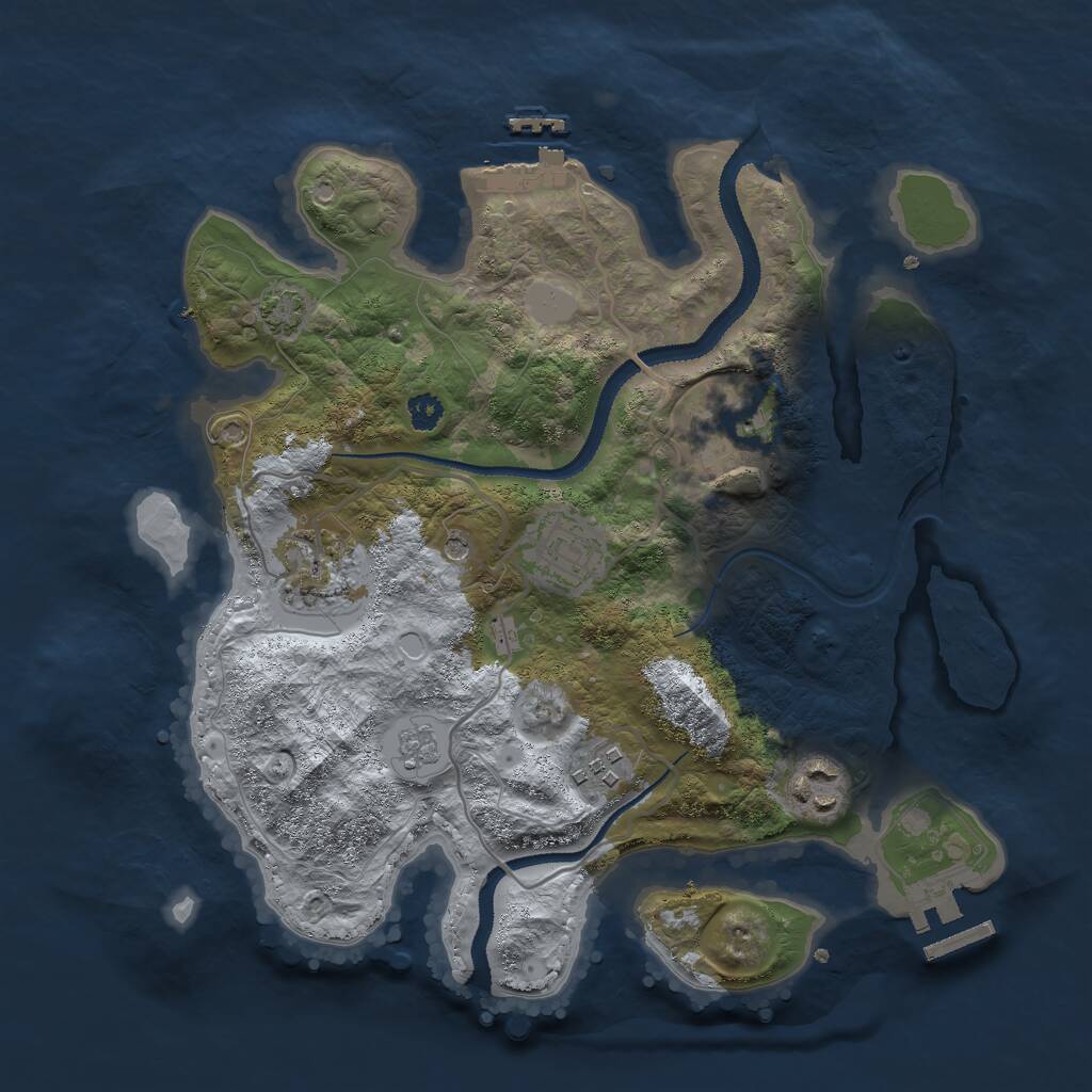 Rust Map: Procedural Map, Size: 3000, Seed: 843979135, 11 Monuments