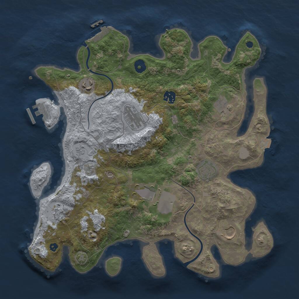 Rust Map: Procedural Map, Size: 3600, Seed: 69558912, 14 Monuments