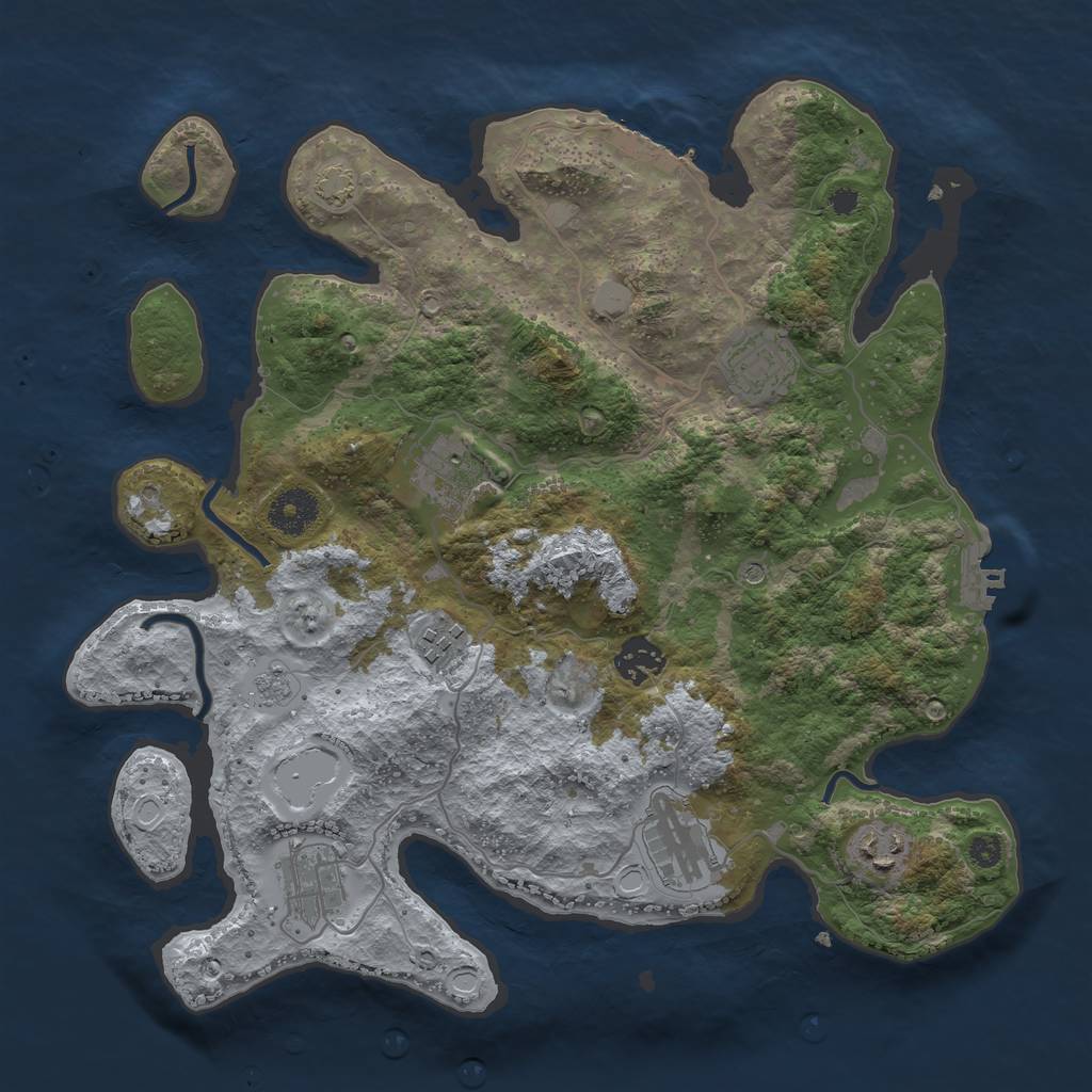Rust Map: Procedural Map, Size: 3450, Seed: 83524102, 15 Monuments