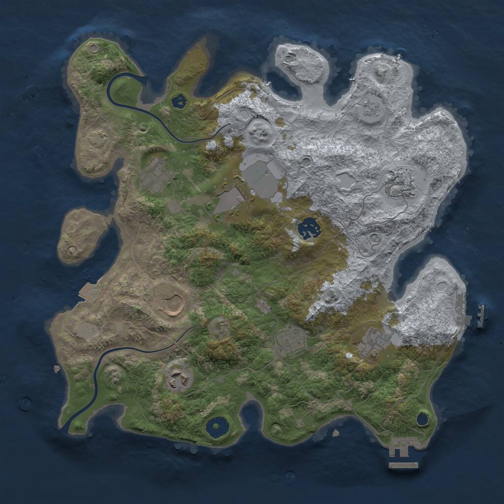 Rust Map: Procedural Map, Size: 3500, Seed: 73958715, 14 Monuments