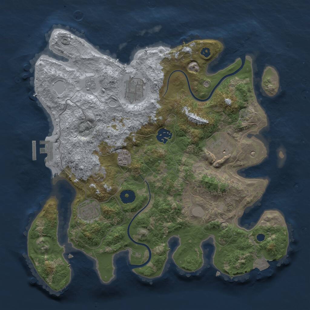 Rust Map: Procedural Map, Size: 3200, Seed: 21474, 9 Monuments