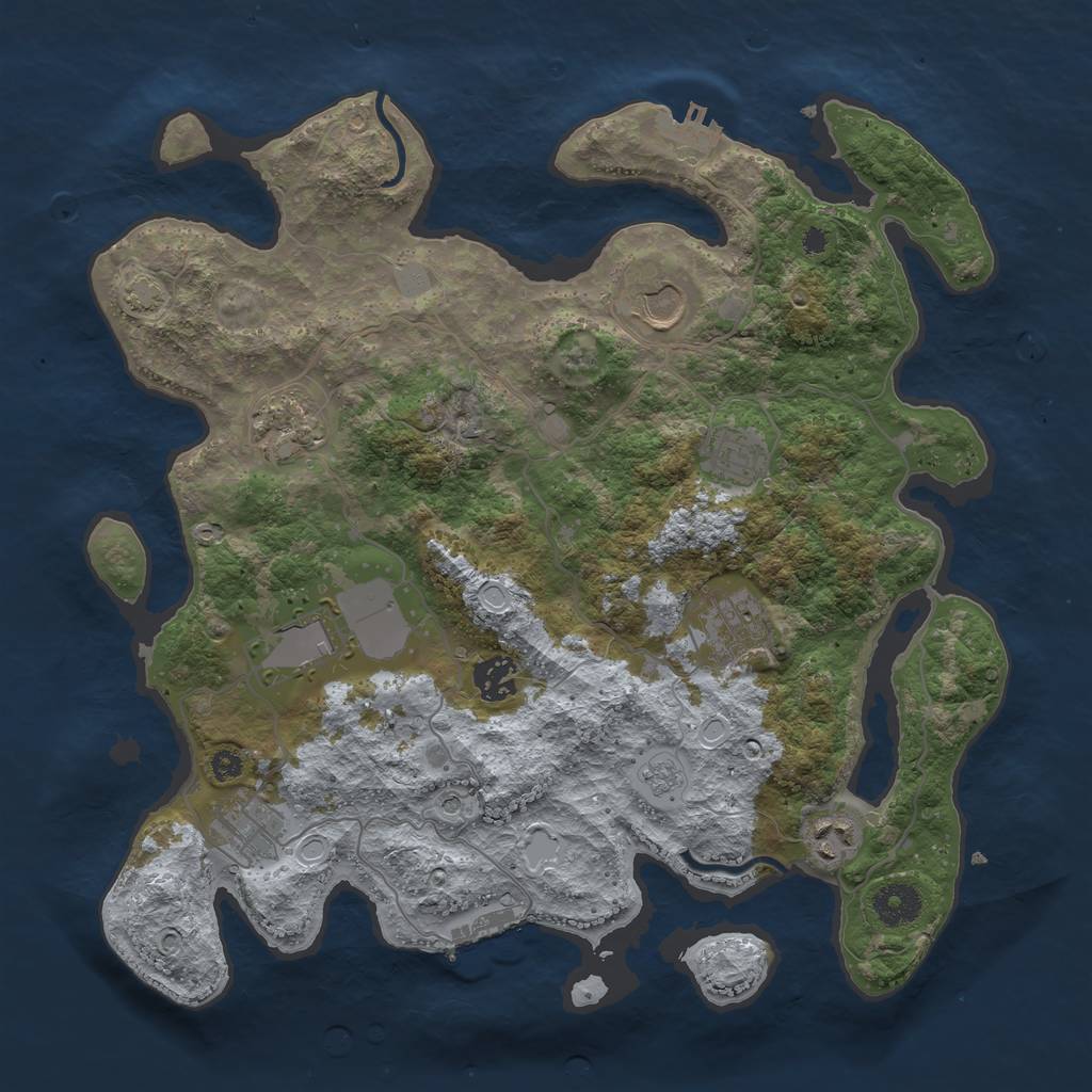 Rust Map: Procedural Map, Size: 3600, Seed: 97136147, 16 Monuments