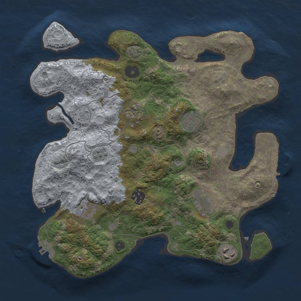 Rust Map: Procedural Map, Size: 3250, Seed: 1431693941, 15 Monuments