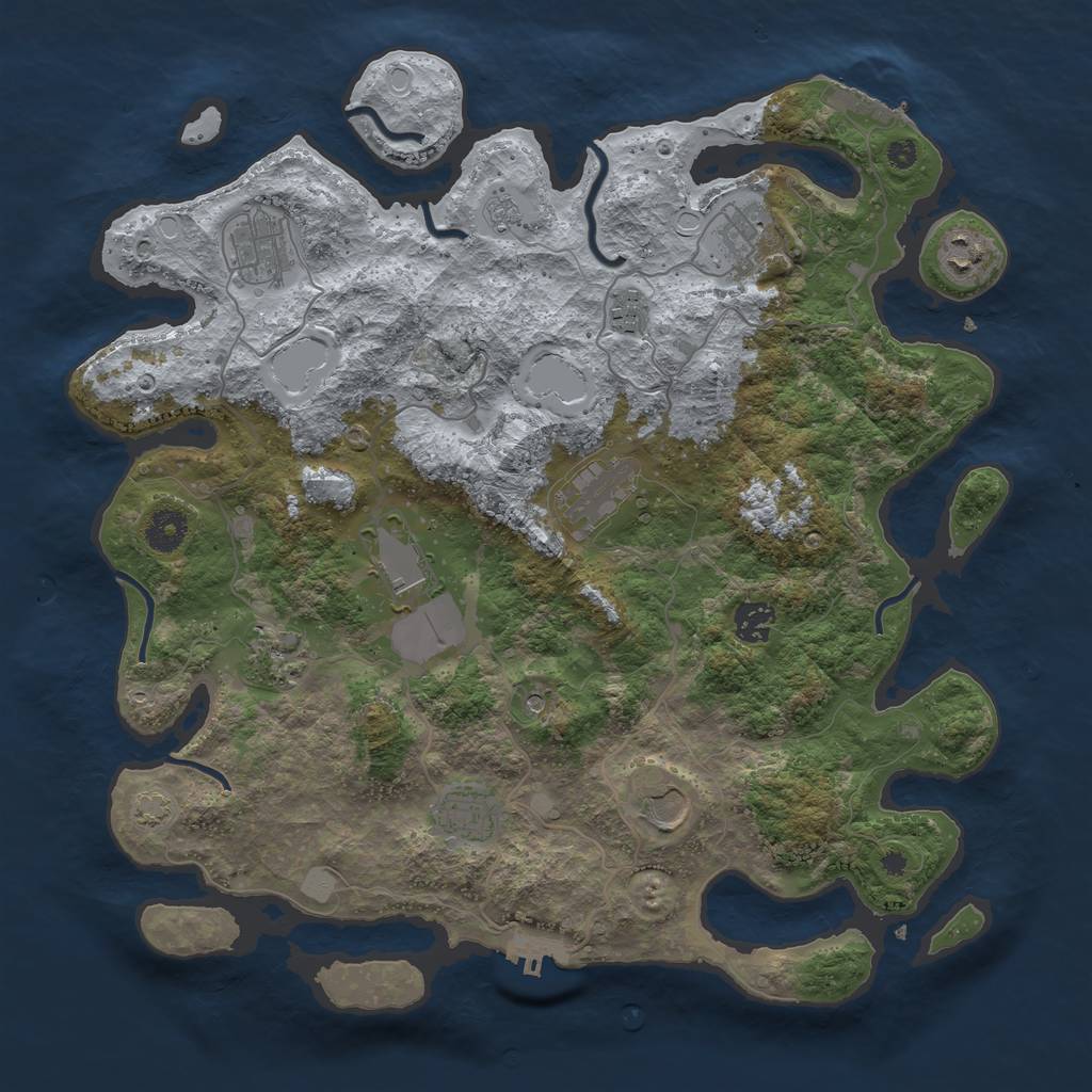 Rust Map: Procedural Map, Size: 3850, Seed: 57604219, 18 Monuments