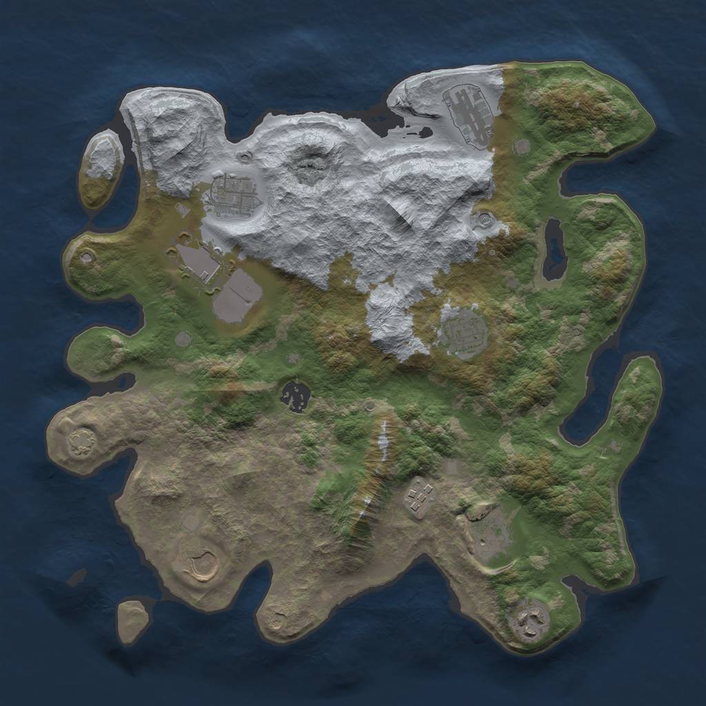 Rust Map: Barren, Size: 3550, Seed: 96348151, 13 Monuments