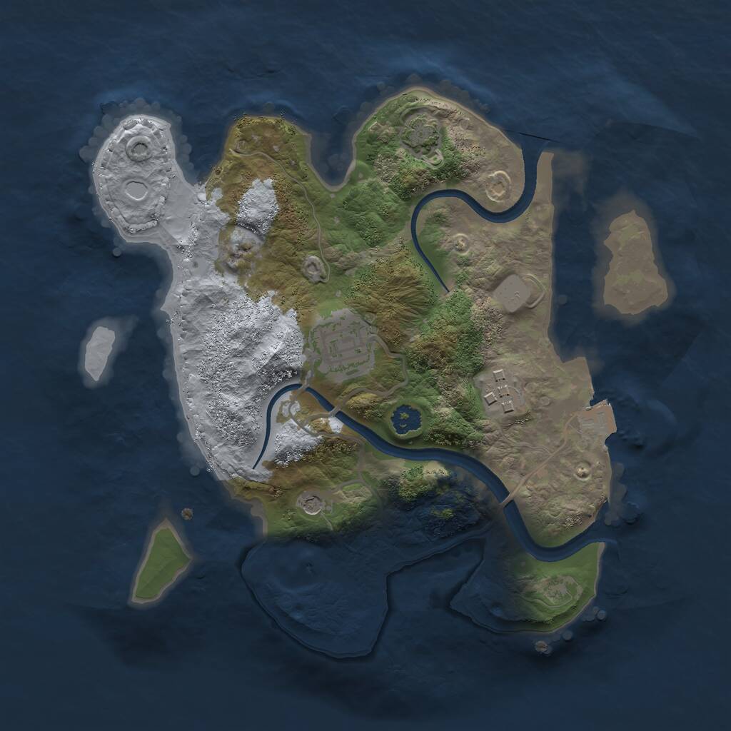 Rust Map: Procedural Map, Size: 2500, Seed: 865848487, 5 Monuments