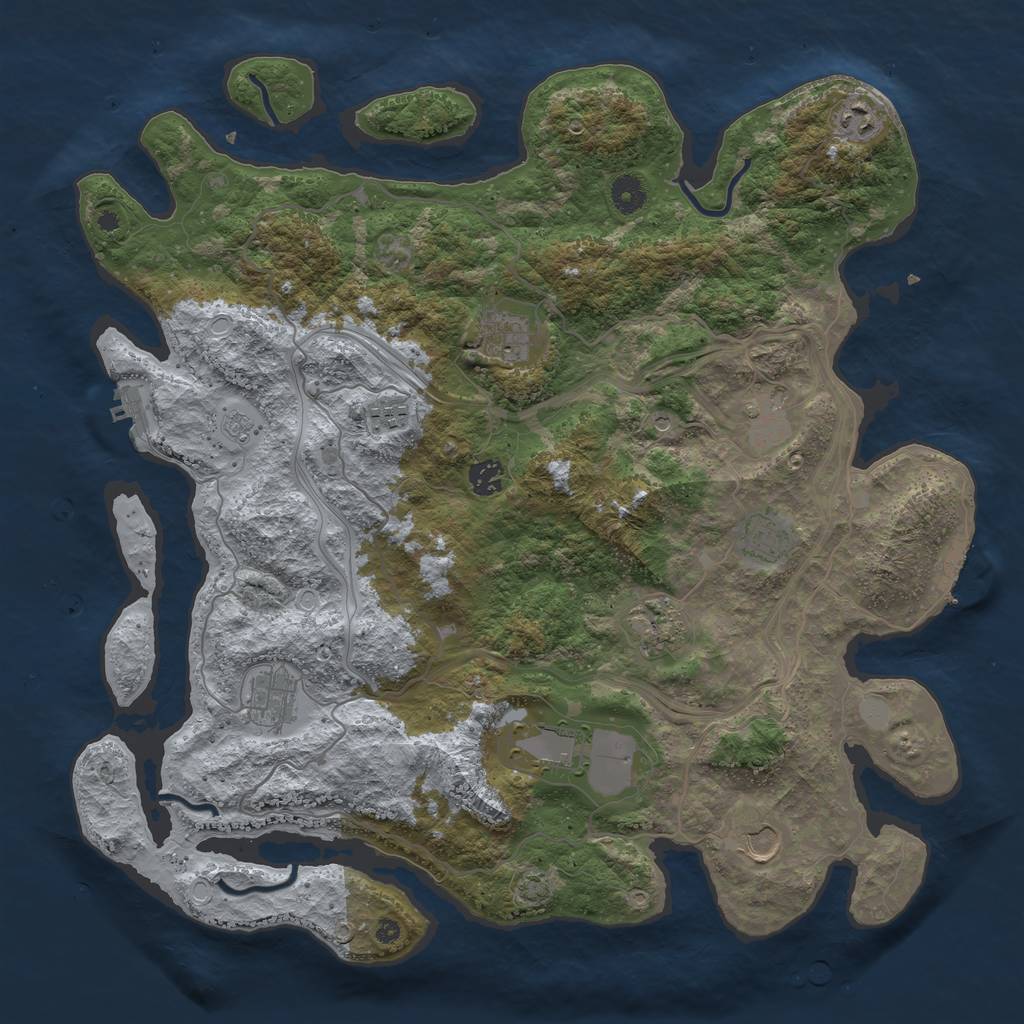 Rust Map: Procedural Map, Size: 4250, Seed: 57680206, 18 Monuments