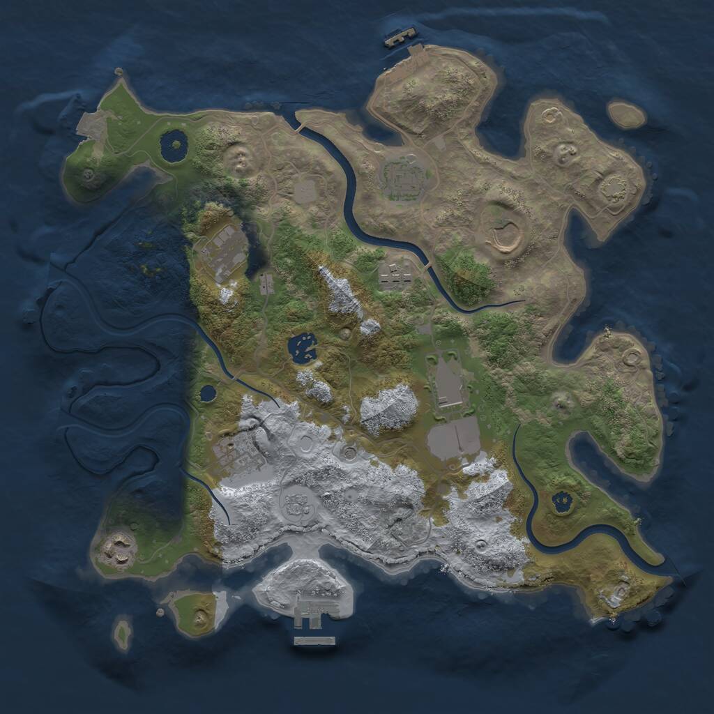 Rust Map: Procedural Map, Size: 3500, Seed: 5648, 14 Monuments