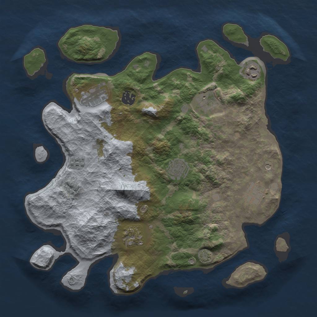 Rust Map: Barren, Size: 3400, Seed: 94050270, 12 Monuments