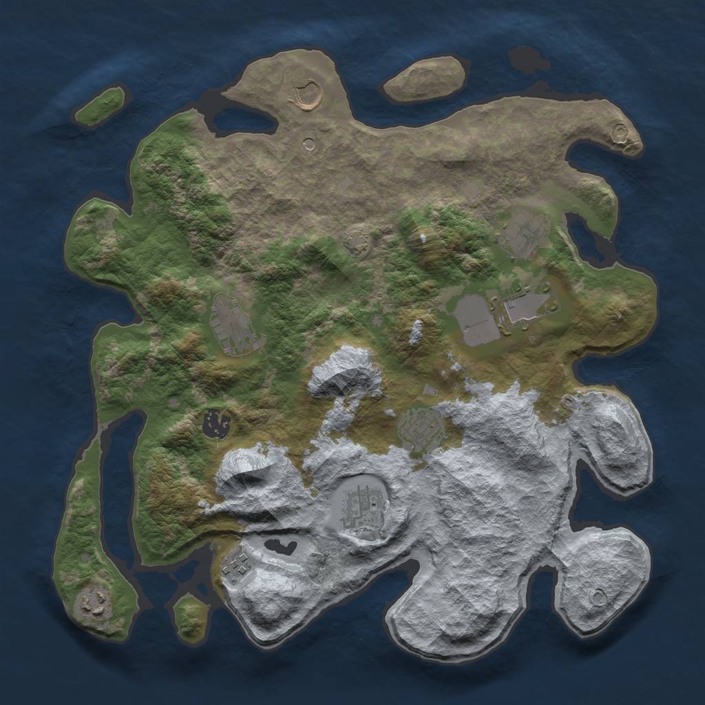 Rust Map: Barren, Size: 3650, Seed: 51395062, 13 Monuments
