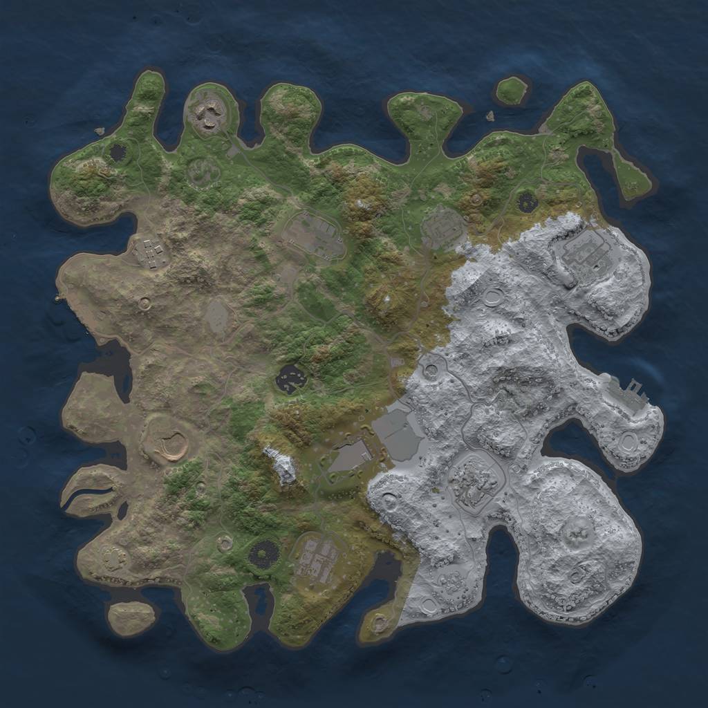 Rust Map: Procedural Map, Size: 3700, Seed: 7711744, 18 Monuments