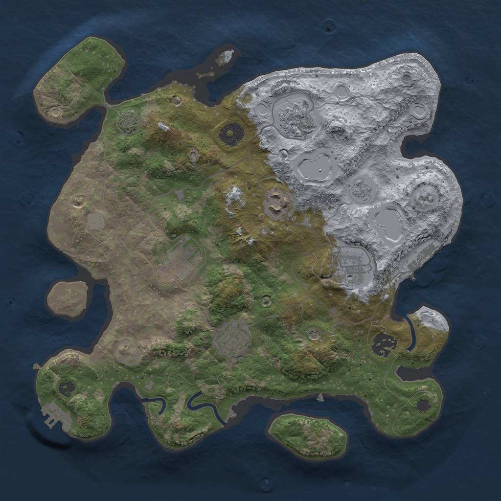 Rust Map: Procedural Map, Size: 3200, Seed: 75137327, 14 Monuments