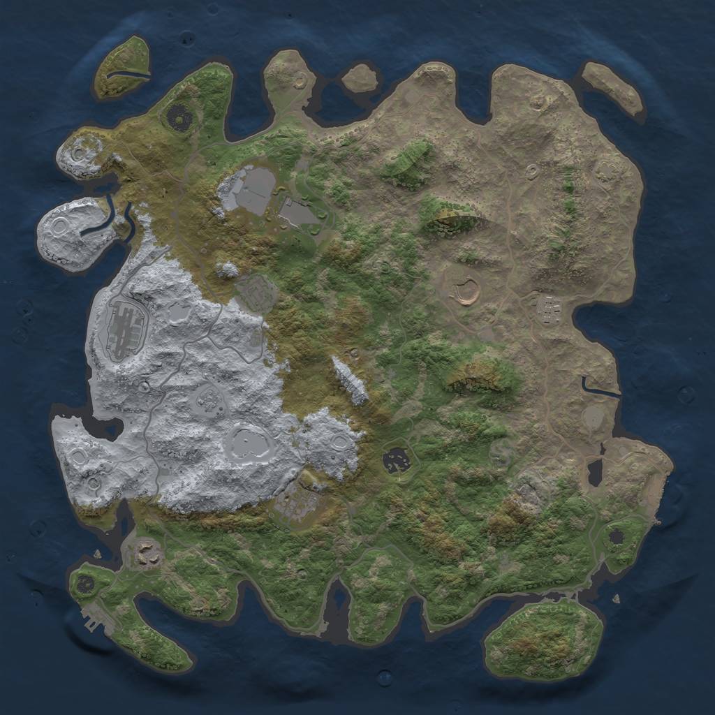 Rust Map: Procedural Map, Size: 4100, Seed: 40762280, 16 Monuments