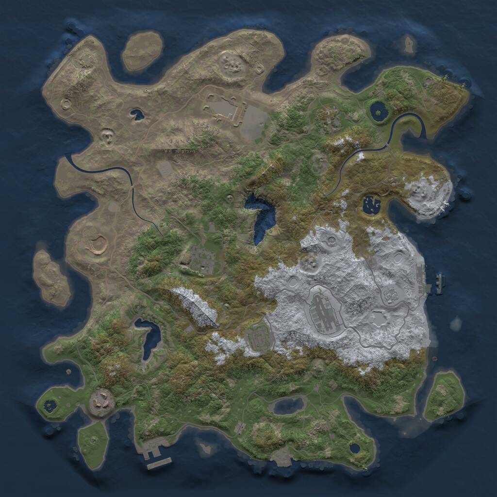 Rust Map: Procedural Map, Size: 4000, Seed: 64991145, 14 Monuments