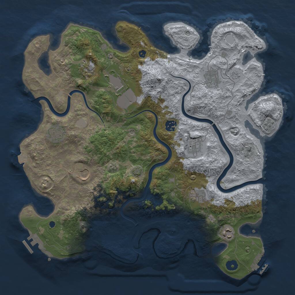 Rust Map: Procedural Map, Size: 3900, Seed: 89629790, 16 Monuments