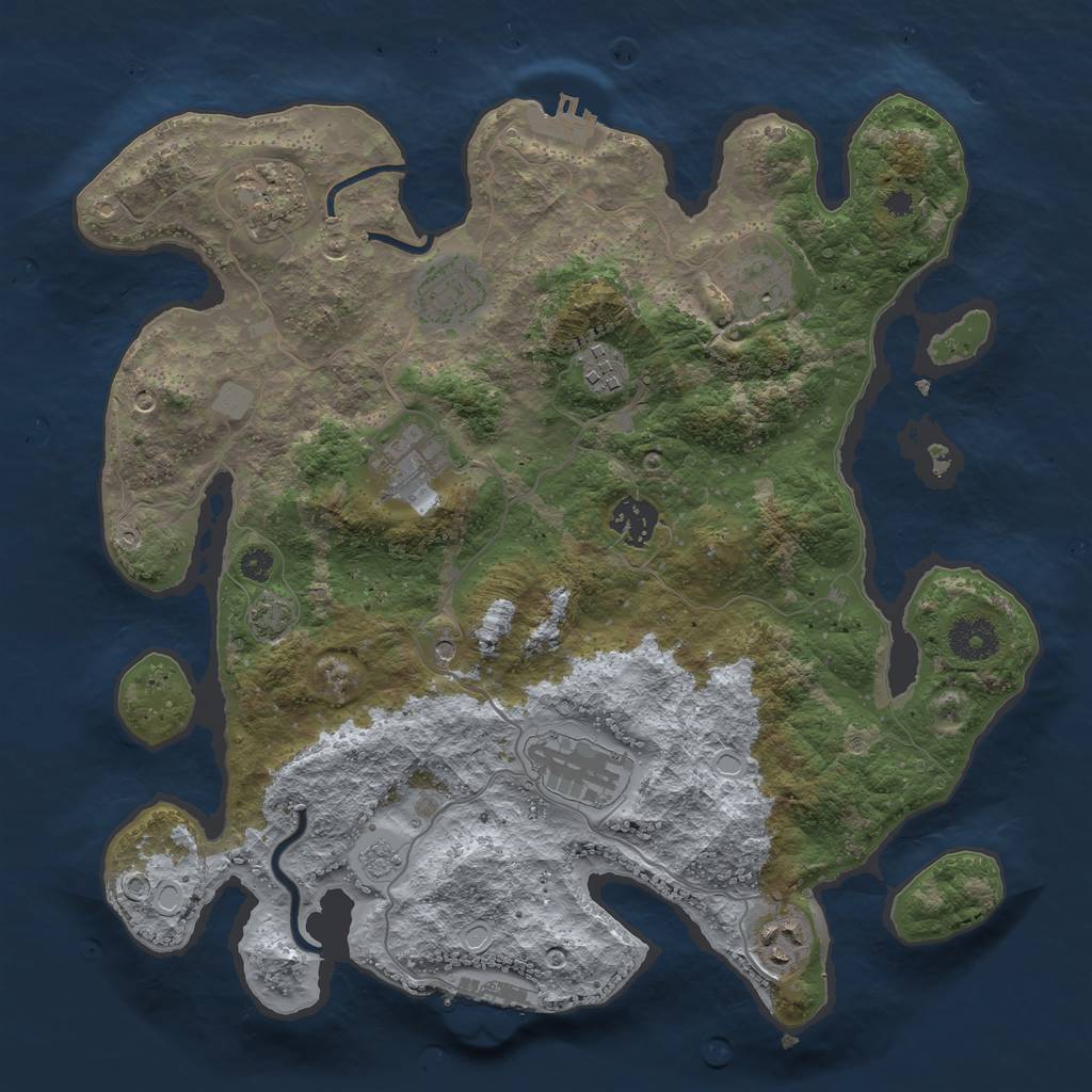 Rust Map: Procedural Map, Size: 3450, Seed: 7990859, 16 Monuments