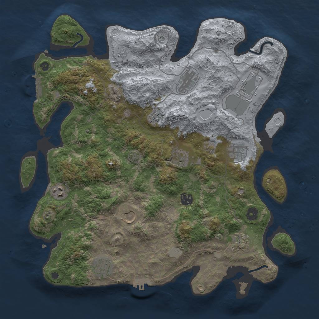 Rust Map: Procedural Map, Size: 3800, Seed: 8894803, 18 Monuments