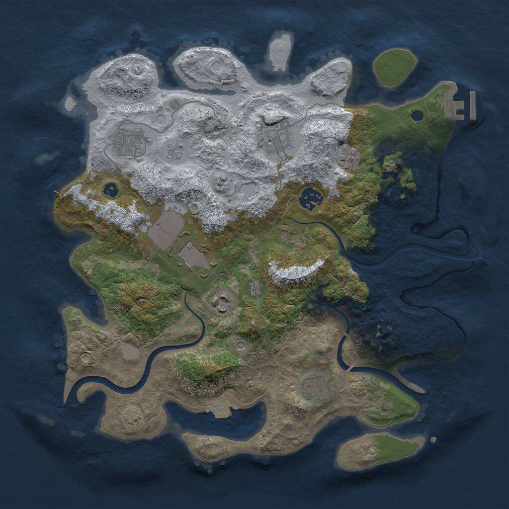 Rust Map: Procedural Map, Size: 3500, Seed: 685, 12 Monuments