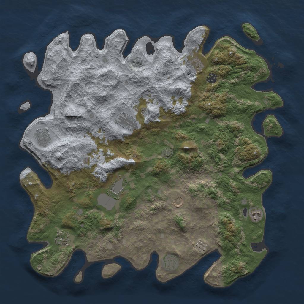 Rust Map: Barren, Size: 4400, Seed: 65059512, 14 Monuments