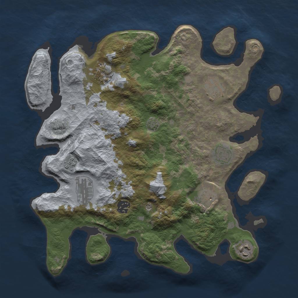 Rust Map: Barren, Size: 3400, Seed: 25431822, 12 Monuments