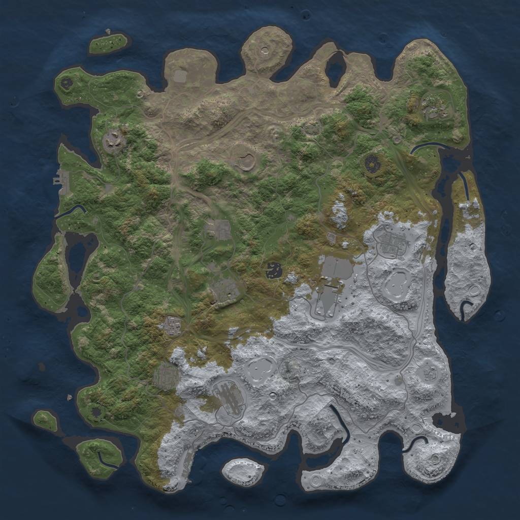 Rust Map: Procedural Map, Size: 4500, Seed: 346364, 19 Monuments