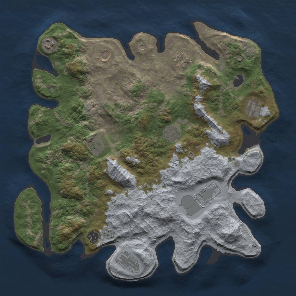 Rust Map: Barren, Size: 3900, Seed: 1699013, 14 Monuments