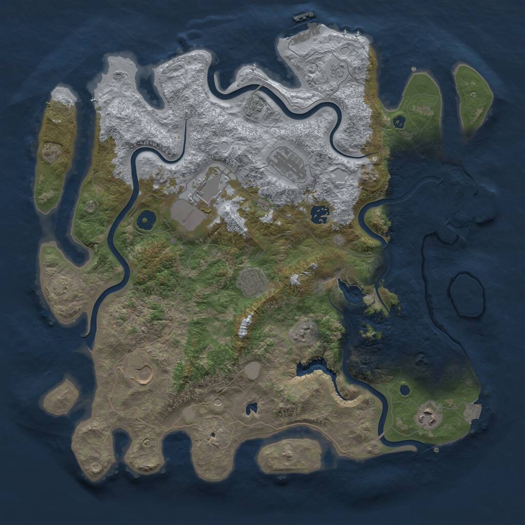 Rust Map: Procedural Map, Size: 4100, Seed: 55489079, 13 Monuments