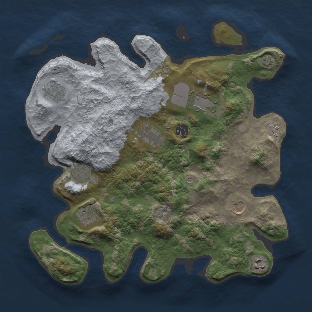 Rust Map: Barren, Size: 3500, Seed: 19594486, 13 Monuments
