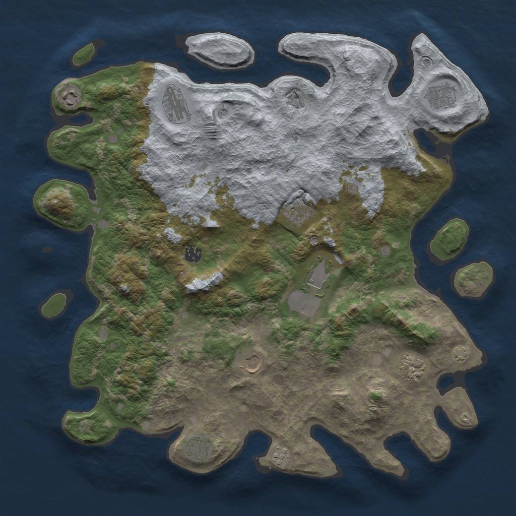 Rust Map: Barren, Size: 4400, Seed: 58996483, 14 Monuments