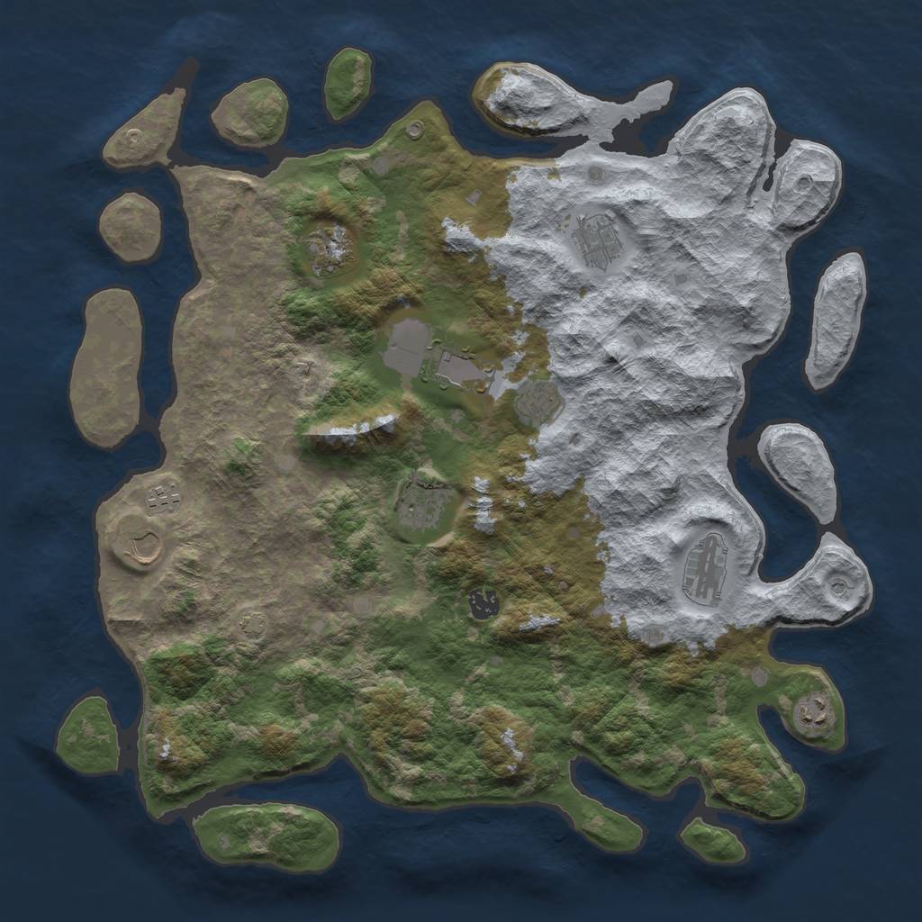 Rust Map: Barren, Size: 4400, Seed: 86128054, 14 Monuments