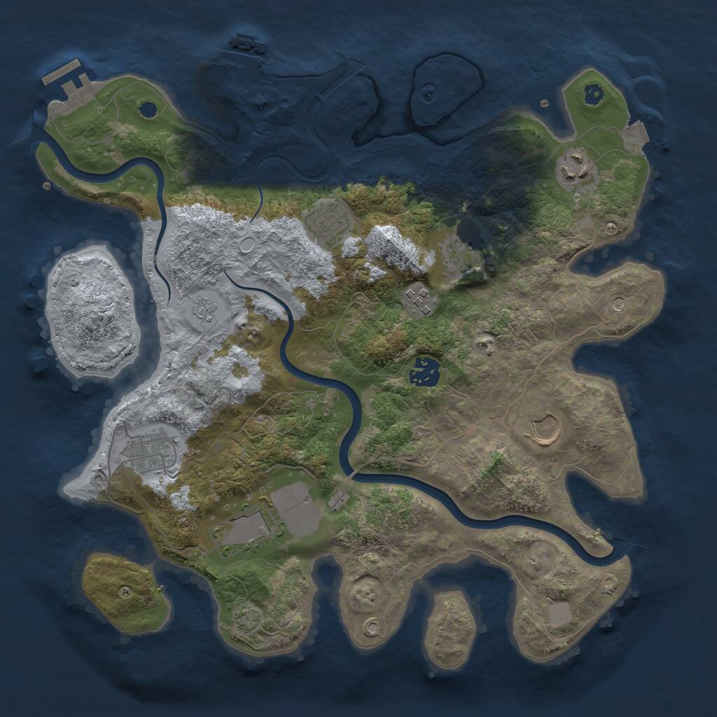 Rust Map: Procedural Map, Size: 3500, Seed: 37446787, 14 Monuments