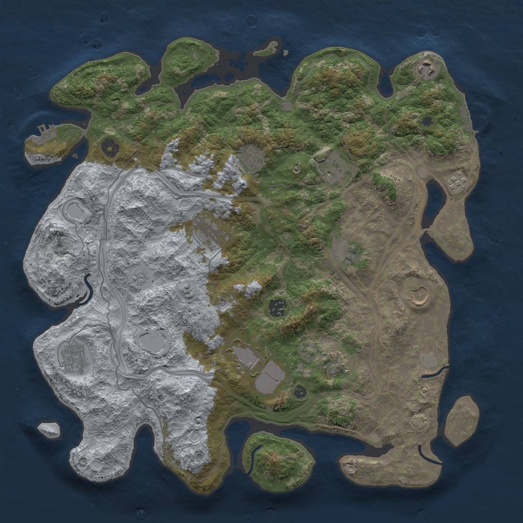 Rust Map: Procedural Map, Size: 4300, Seed: 85023592, 19 Monuments