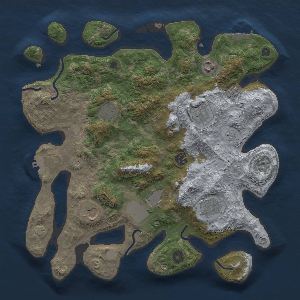 Rust Map: Procedural Map, Size: 3600, Seed: 8557251, 16 Monuments