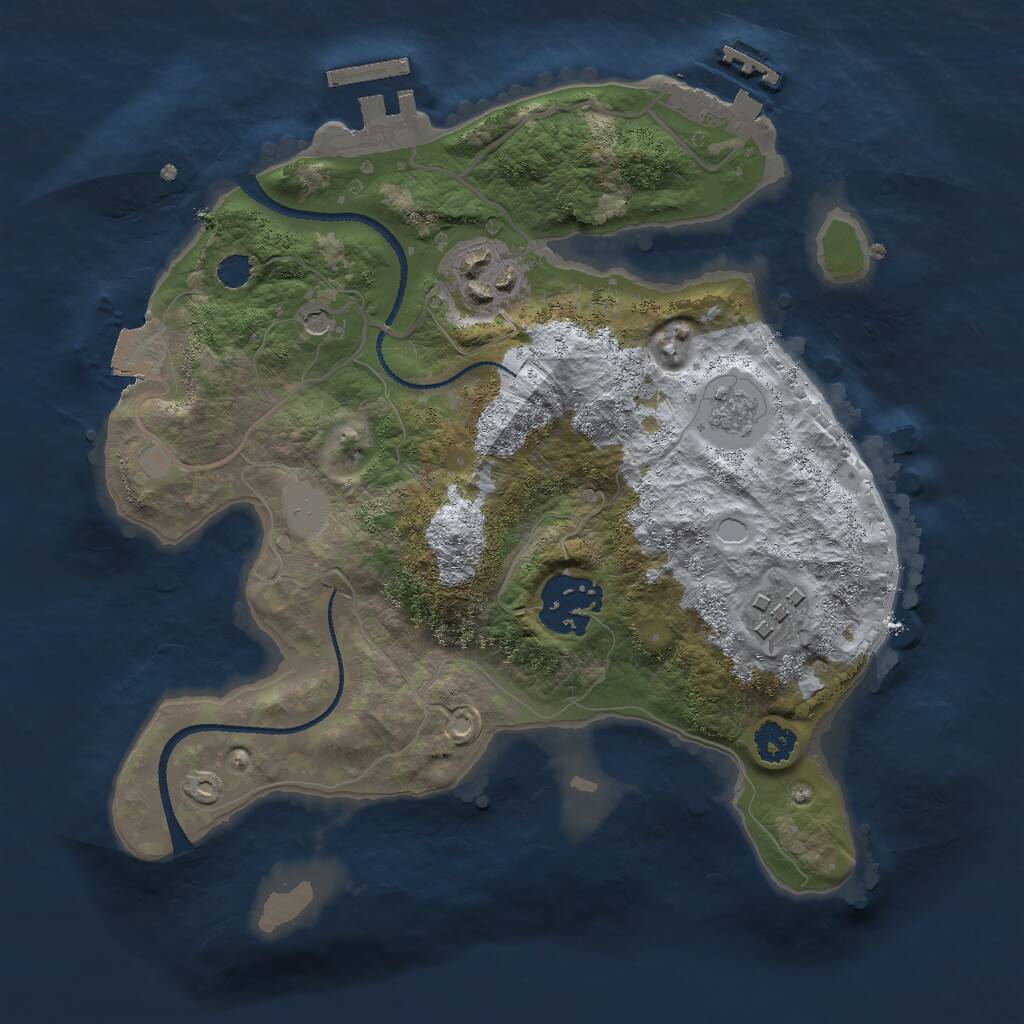 Rust Map: Procedural Map, Size: 2500, Seed: 9241267, 8 Monuments