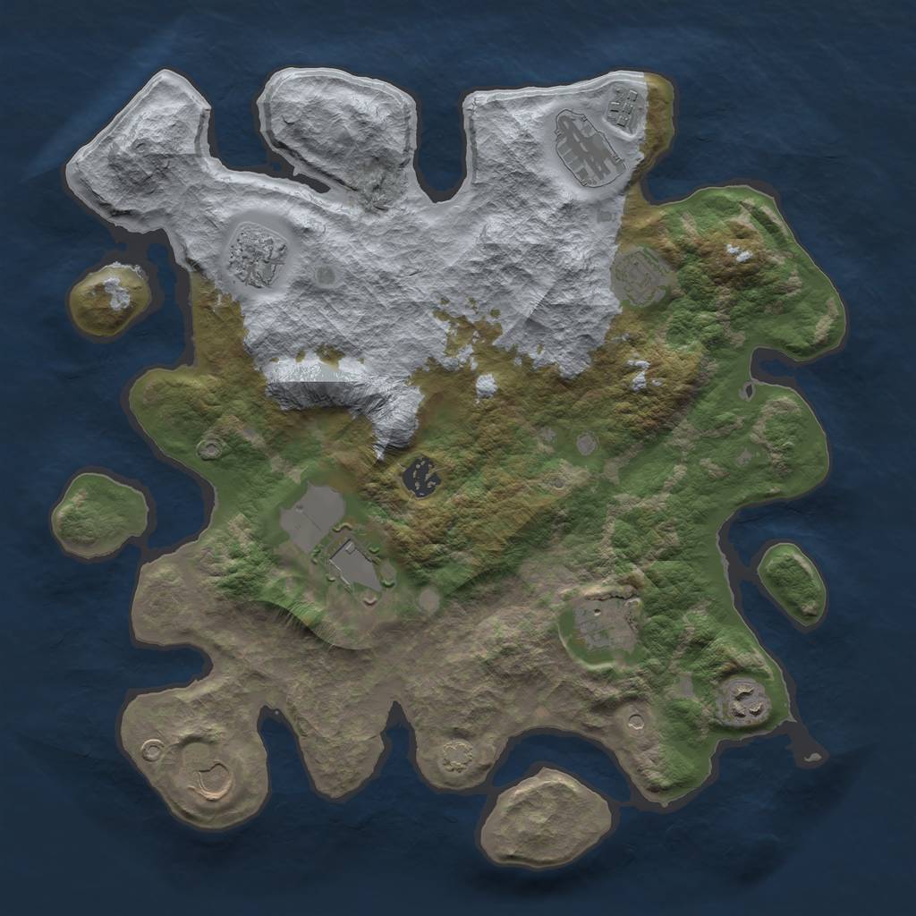 Rust Map: Barren, Size: 3700, Seed: 74181472, 13 Monuments