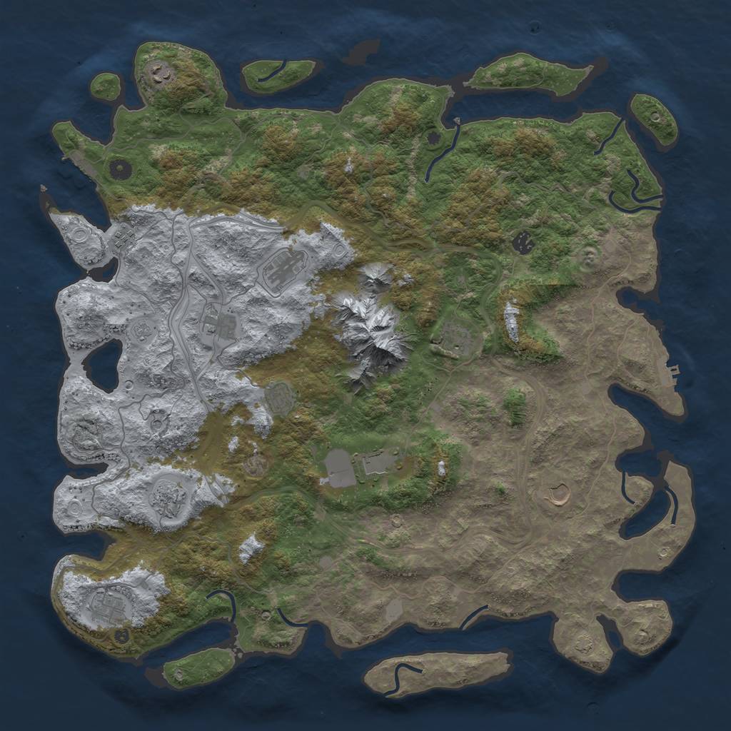 Rust Map: Procedural Map, Size: 5000, Seed: 979, 19 Monuments