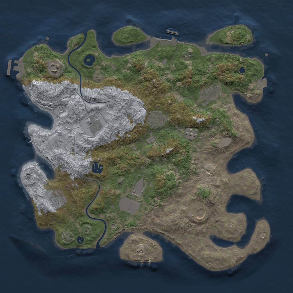 Rust Map: Procedural Map, Size: 3850, Seed: 76796747, 15 Monuments