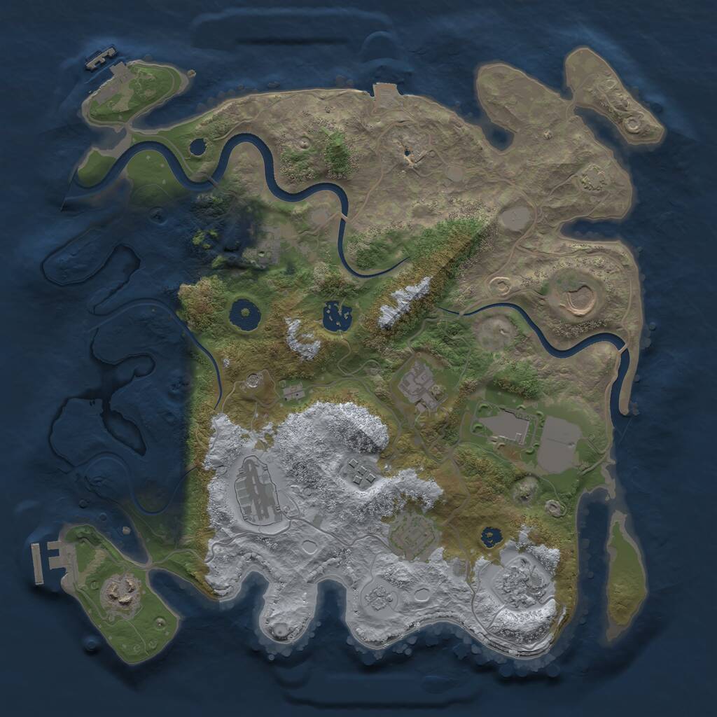Rust Map: Procedural Map, Size: 3500, Seed: 26001441, 16 Monuments