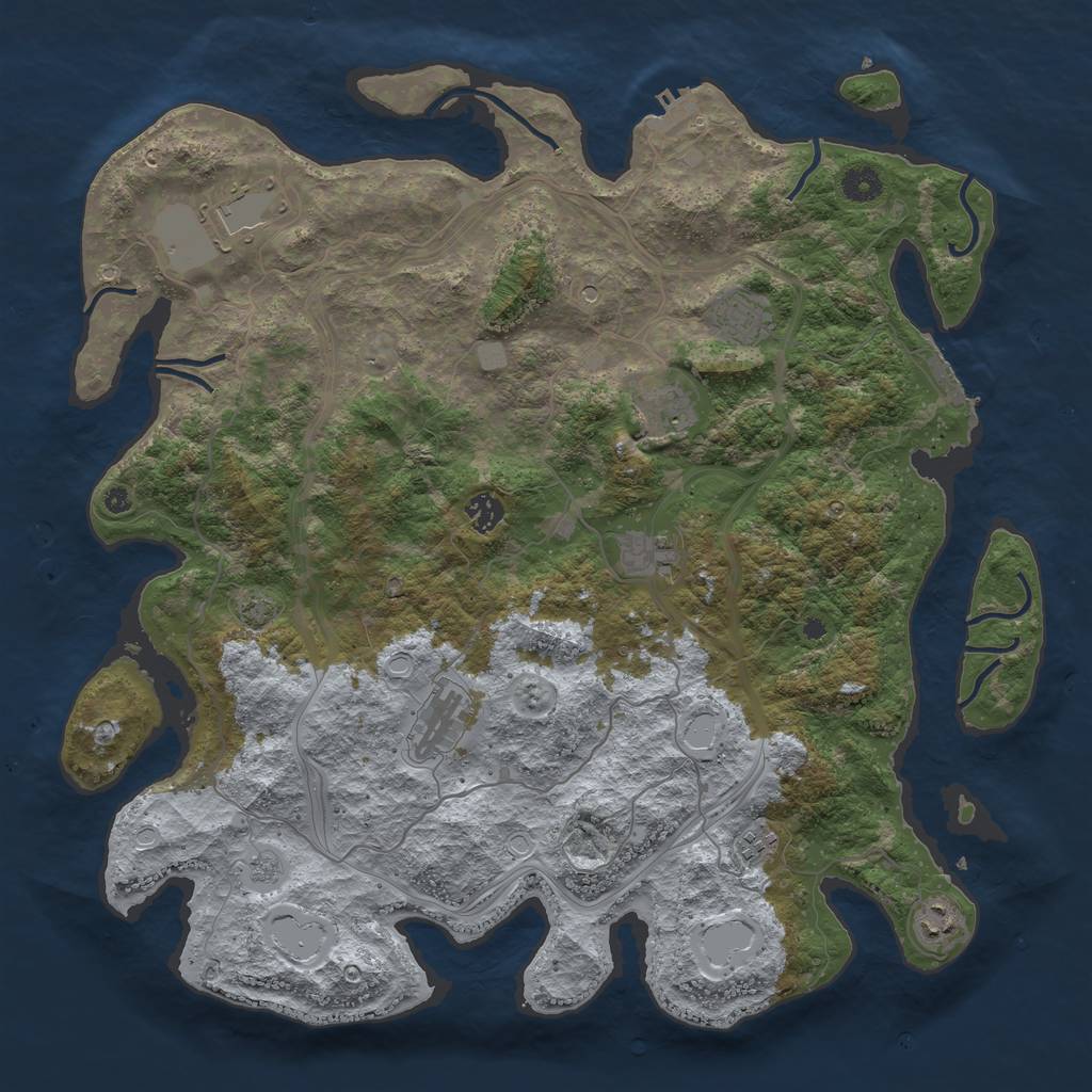 Rust Map: Procedural Map, Size: 4300, Seed: 69704384, 16 Monuments