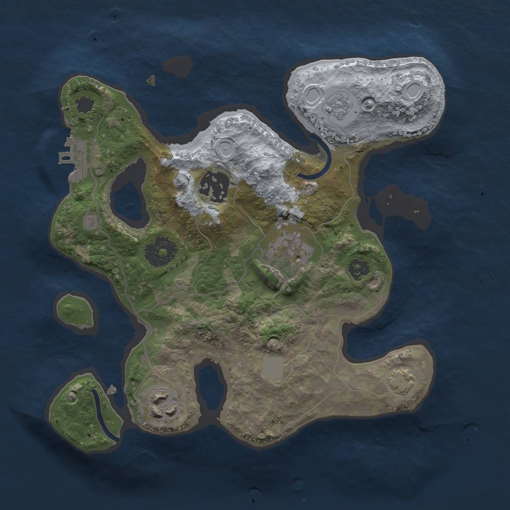 Rust Map: Procedural Map, Size: 2500, Seed: 1284561191, 9 Monuments