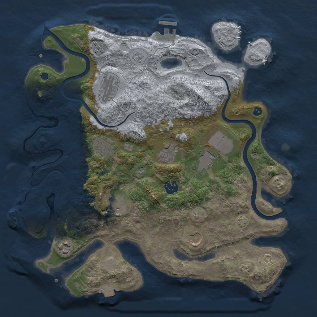 Rust Map: Procedural Map, Size: 3500, Seed: 1111459961, 15 Monuments