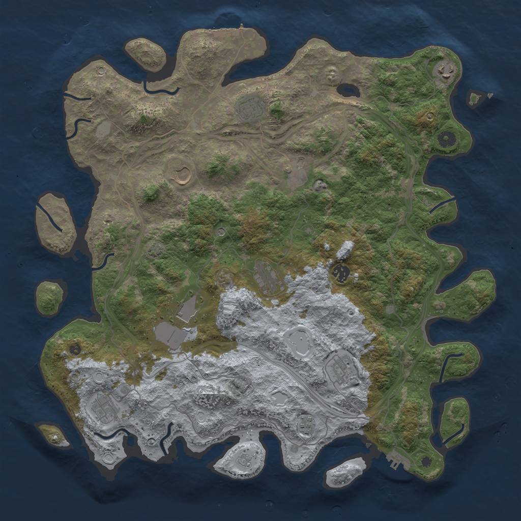 Rust Map: Procedural Map, Size: 4500, Seed: 660109933, 18 Monuments
