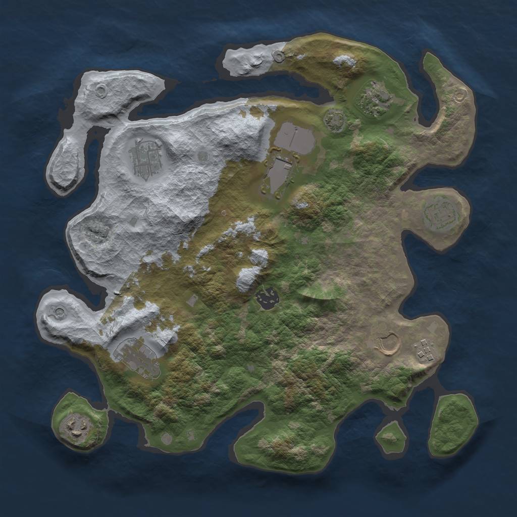 Rust Map: Barren, Size: 3500, Seed: 31853240, 13 Monuments