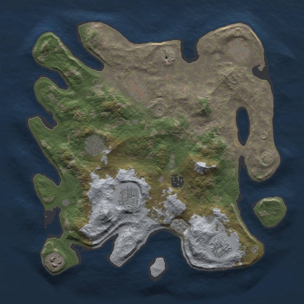 Rust Map: Barren, Size: 3450, Seed: 59122843, 12 Monuments