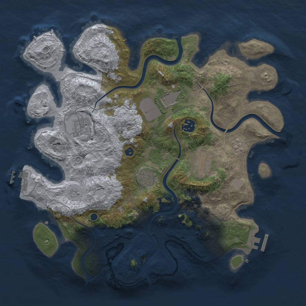 Rust Map: Procedural Map, Size: 3500, Seed: 1972105270, 12 Monuments