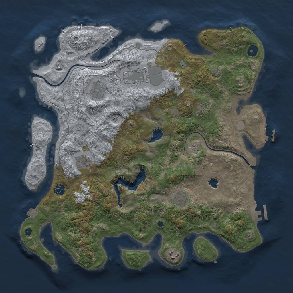 Rust Map: Procedural Map, Size: 4000, Seed: 543837, 14 Monuments