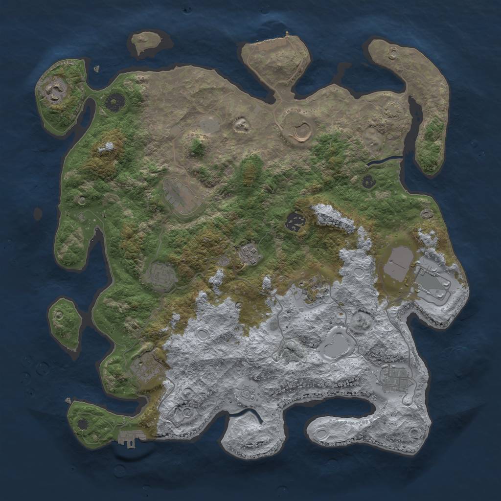 Rust Map: Procedural Map, Size: 3900, Seed: 46428679, 18 Monuments