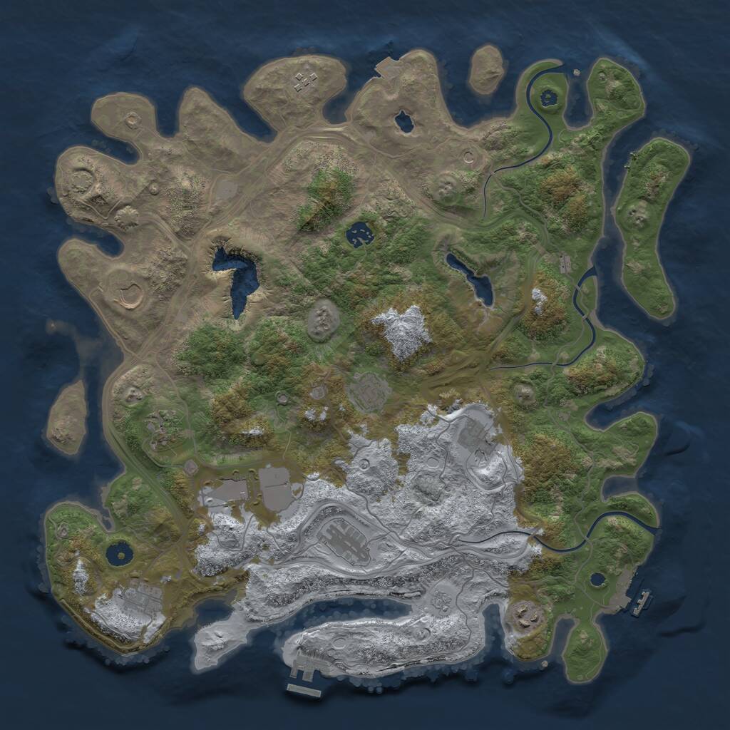 Rust Map: Procedural Map, Size: 4300, Seed: 83628440, 16 Monuments
